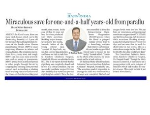Miraculous save for one-and-a-half years-old from paraflu