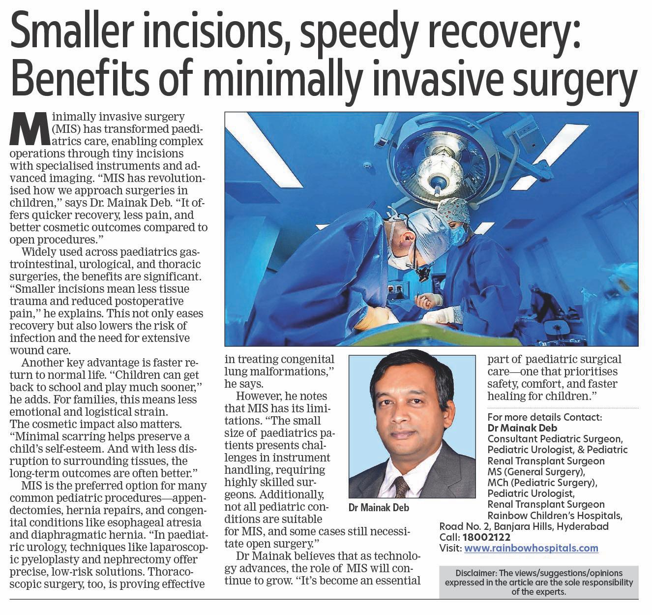 Minimally Invasive Surgery in Children: Faster Recovery, Less Pain, Better Outcomes